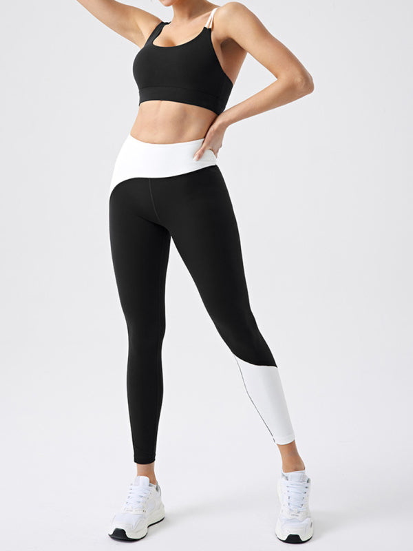 Eco-friendly recycled fabric contrast color yoga vest with chest pad - Rokkaku 18 online shop