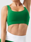 Eco-friendly recycled fabric contrast color yoga vest with chest pad - Rokkaku 18 online shop