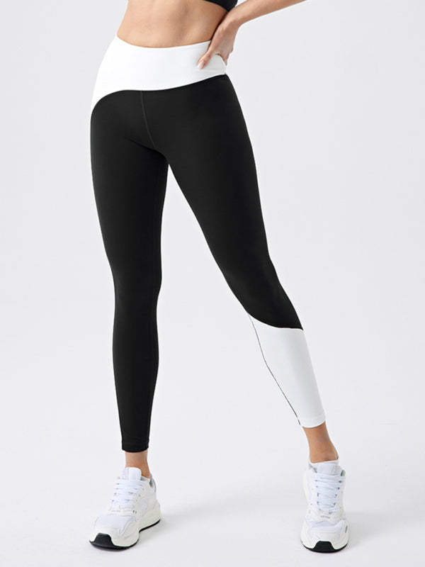 Eco-friendly recycled fabric contrast color yoga pants outdoor running and fitness leggings - Rokkaku 18 online shop