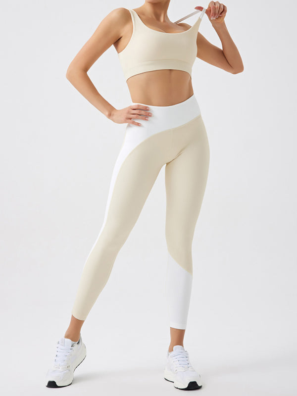 Environmentally friendly recycled fabric light color contrast yoga vest with chest pad - Rokkaku 18 online shop