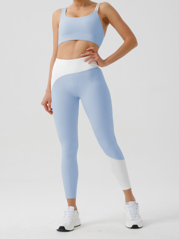 Environmentally friendly recycled fabric light color contrast yoga vest with chest pad - Rokkaku 18 online shop