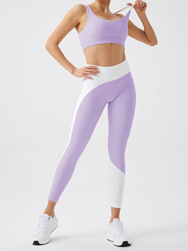 Environmentally friendly recycled fabric light color contrast yoga vest with chest pad - Rokkaku 18 online shop