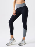 Eco-friendly recycled fabric black and gray contrast yoga pants outdoor running fitness leggings - Rokkaku 18 online shop