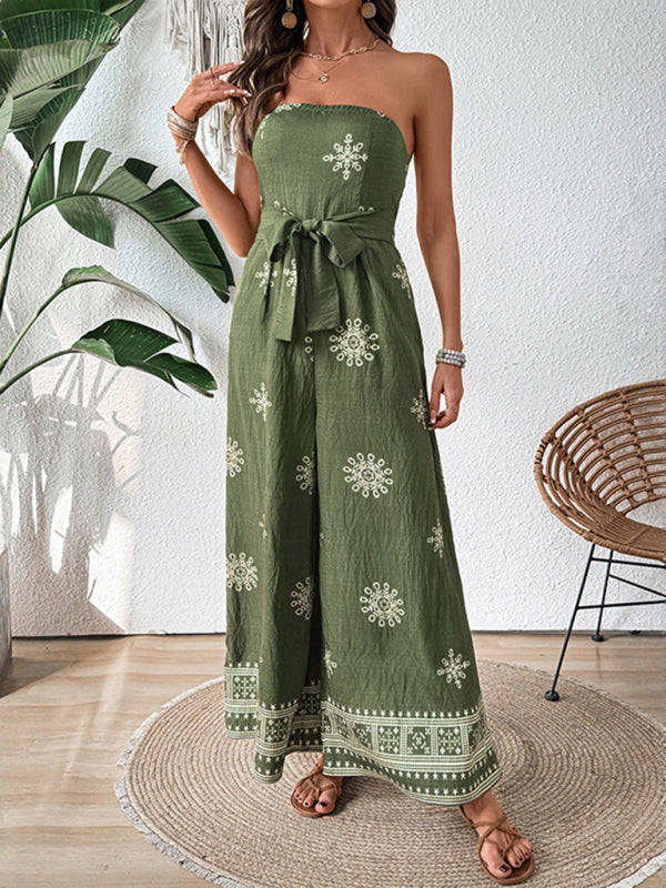Strapless snowflake print wide-leg jumpsuit - Rokkaku 18 online shop