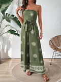 Strapless snowflake print wide-leg jumpsuit - Rokkaku 18 online shop