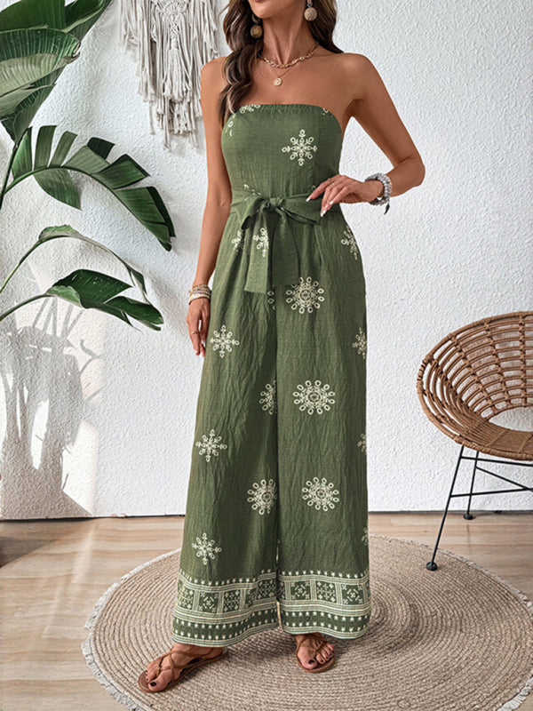 Strapless snowflake print wide-leg jumpsuit - Rokkaku 18 online shop