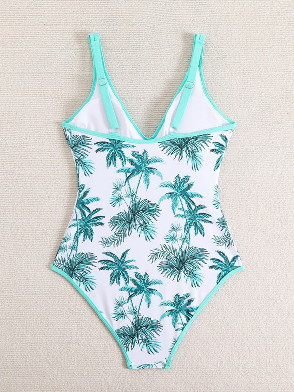 Floral Print Sexy Sports One-Piece Swimsuit Bikini