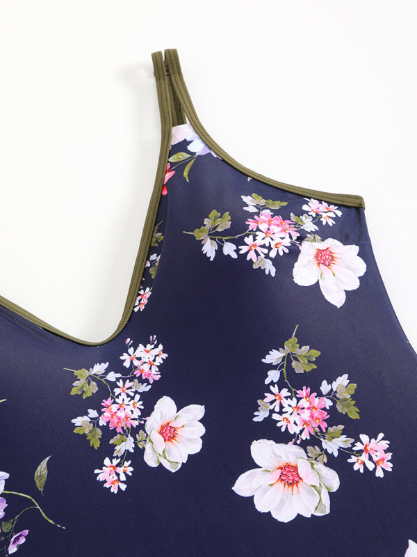 Floral Print Sexy Sports One-Piece Swimsuit Bikini