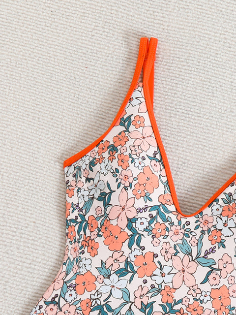 Floral Print Sexy Sports One-Piece Swimsuit Bikini