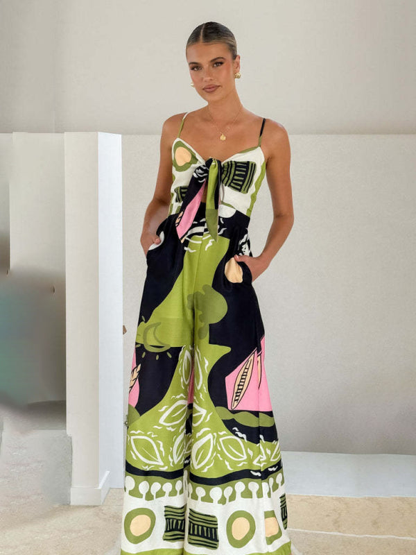 Fashion digital printed chest strap jumpsuit - Rokkaku 18 online shop