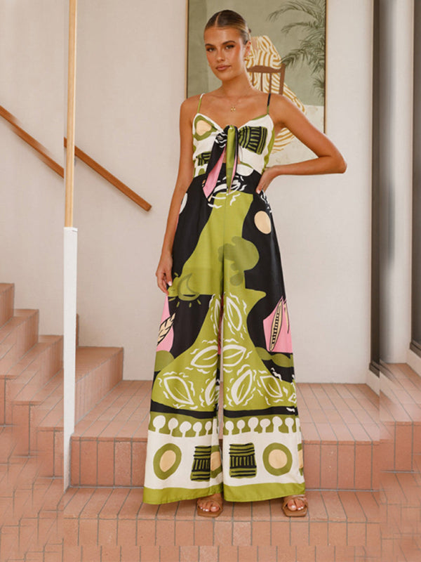 Fashion digital printed chest strap jumpsuit - Rokkaku 18 online shop