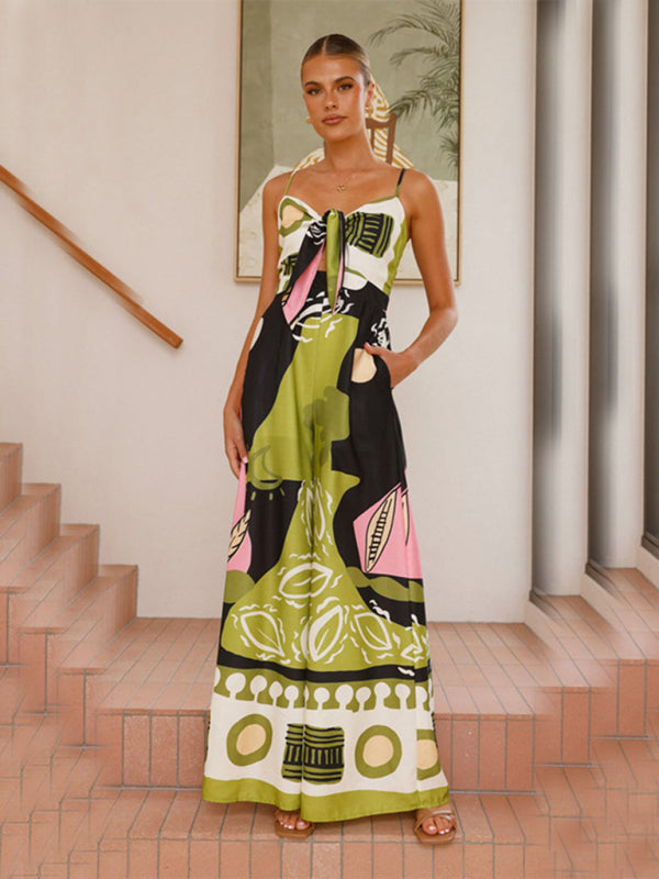 Fashion digital printed chest strap jumpsuit - Rokkaku 18 online shop