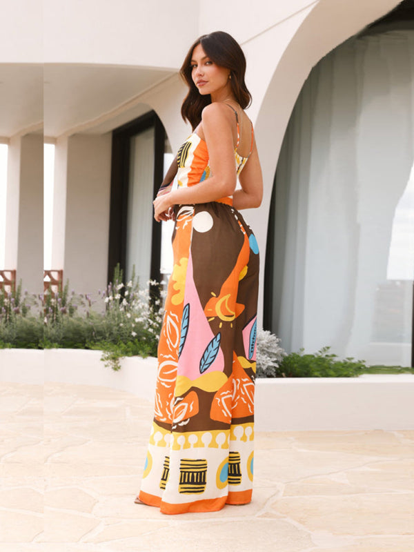 Fashion digital printed chest strap jumpsuit - Rokkaku 18 online shop