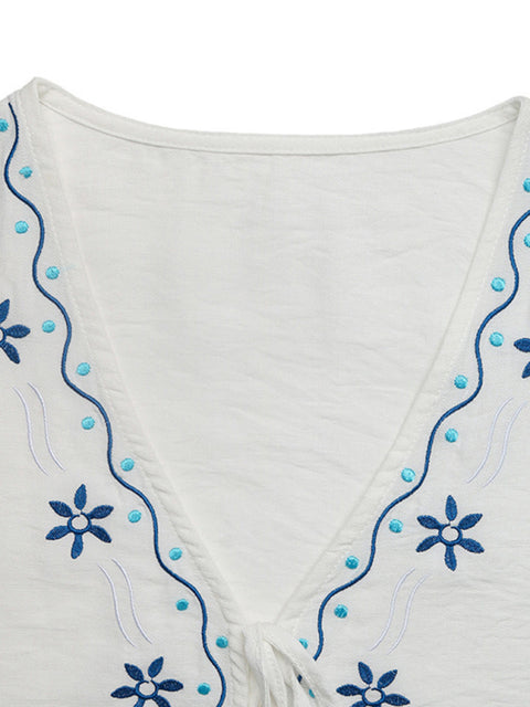 Casual Embroidered Cardigan Set Sleeveless Vest Shorts Two-piece Set