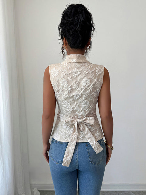 Simple Deep V Drawstring Tank Top