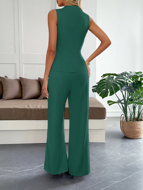 Simple style vest straight trousers two-piece set
