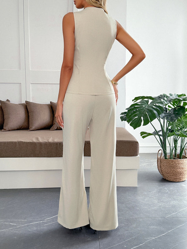 Simple style vest straight trousers two-piece set