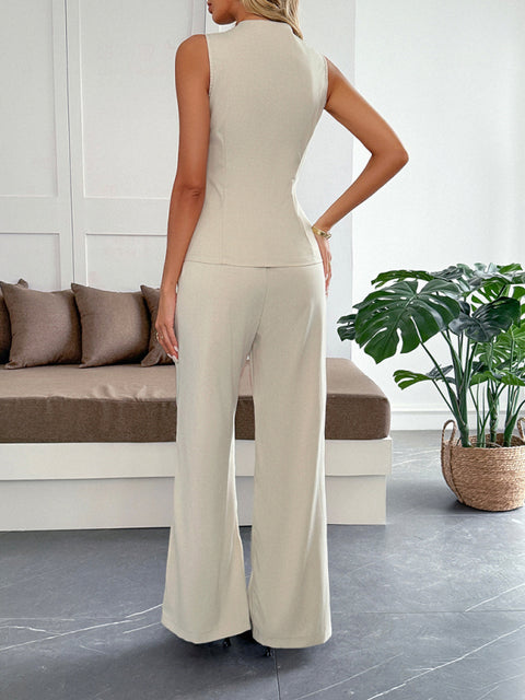 Simple style vest straight trousers two-piece set