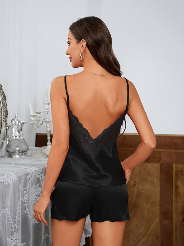Suspender lace shorts thin pajamas set