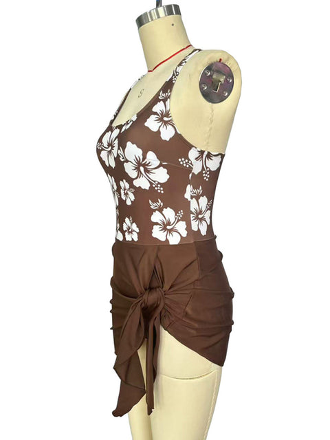 Sexy slim skirt-style printed one-piece swimsuit bikini