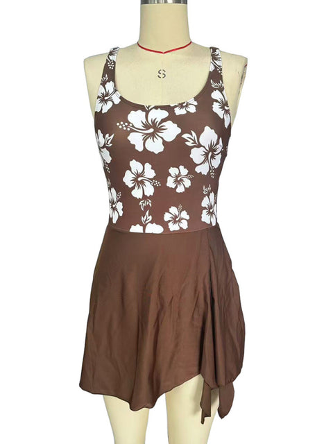 Sexy slim skirt-style printed one-piece swimsuit bikini