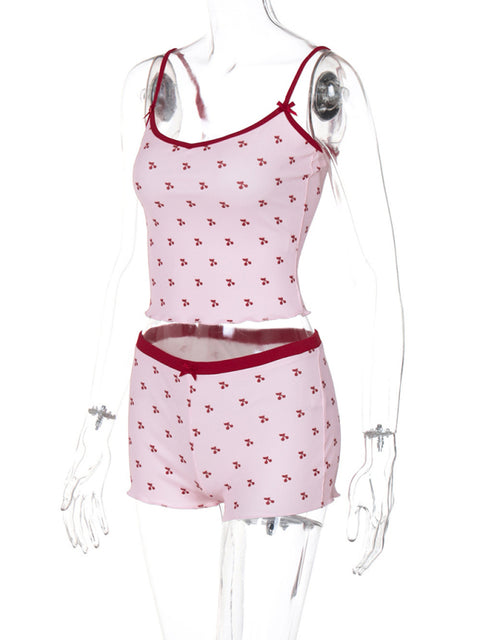 Cherry Print Camisole Shorts Pajama Set