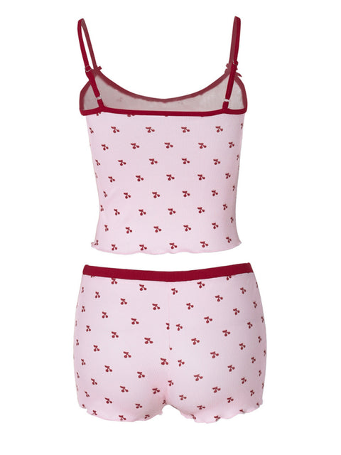Cherry Print Camisole Shorts Pajama Set