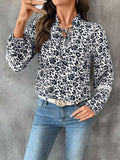 Casual and elegant retro strappy V-neck floral top