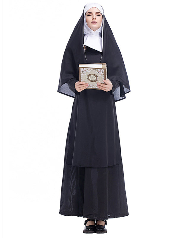 Halloween Black Robe Cosplay Costume(skirt + headwear + shawl) - Rokkaku 18 online shop
