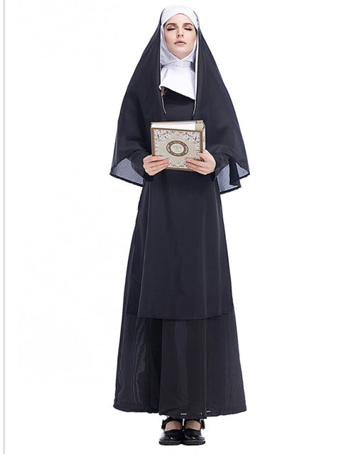 Halloween Black Robe Cosplay Costume(skirt + headwear + shawl)