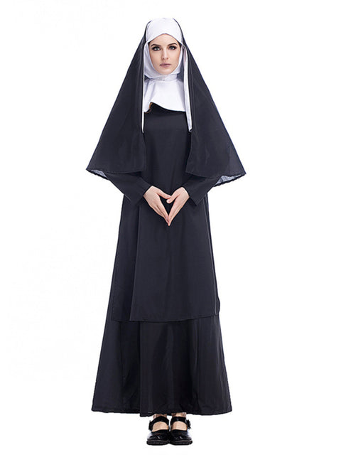 Halloween Black Robe Cosplay Costume(skirt + headwear + shawl)