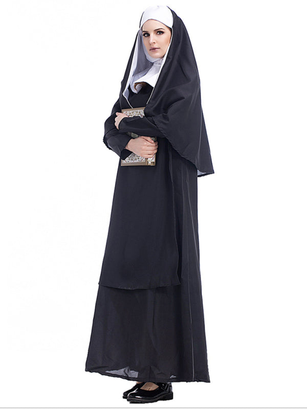 Halloween Black Robe Cosplay Costume(skirt + headwear + shawl) - Rokkaku 18 online shop