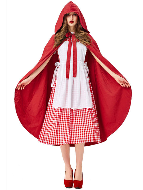Halloween Red Plaid Cosplay Little Red Riding Hood Character Suit