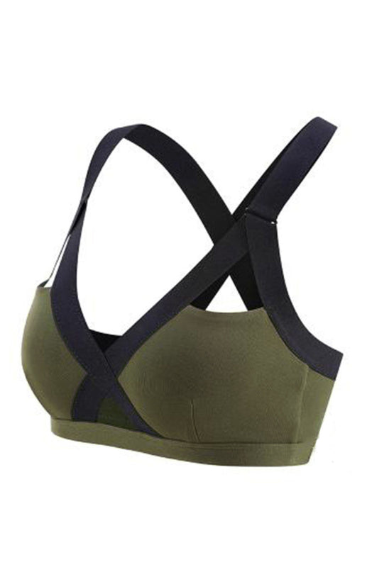 Color Contrast Sexy Cross Elastic Sports Bra - Rokkaku 18 online shop