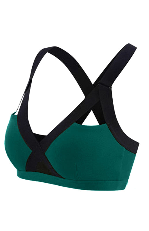 Color Contrast Sexy Cross Elastic Sports Bra - Rokkaku 18 online shop