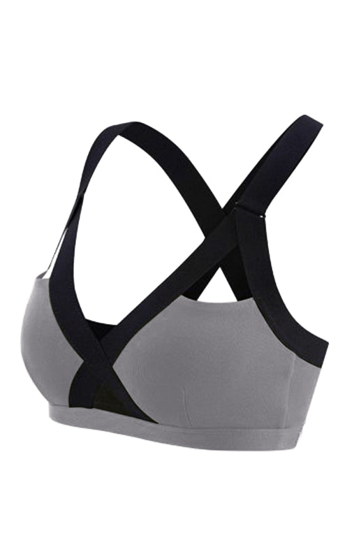 Color Contrast Sexy Cross Elastic Sports Bra - Rokkaku 18 online shop