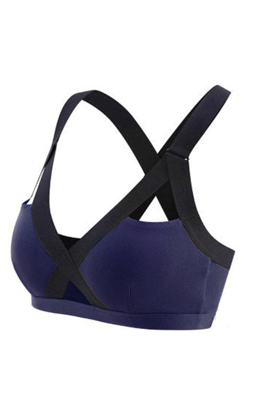 Color Contrast Sexy Cross Elastic Sports Bra - Rokkaku 18 online shop