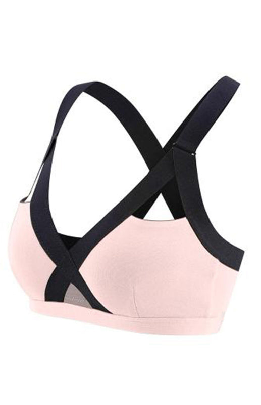 Color Contrast Sexy Cross Elastic Sports Bra - Rokkaku 18 online shop
