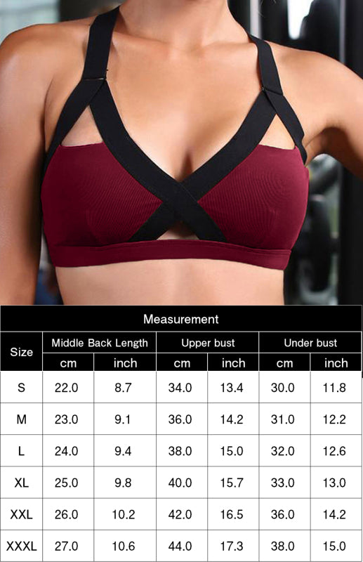 Color Contrast Sexy Cross Elastic Sports Bra - Rokkaku 18 online shop
