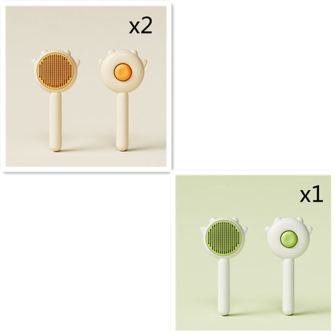 CJ Pet's Collection pet hair removal brush set in beige and green with ergonomic handles for easy grooming