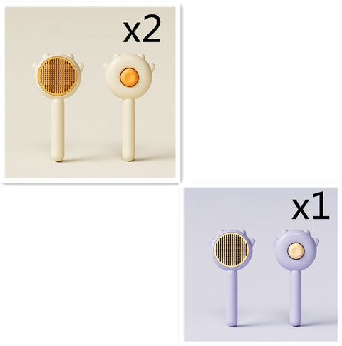 CJ pet hair removal brush set with beige and purple options for easy pet hair cleaning