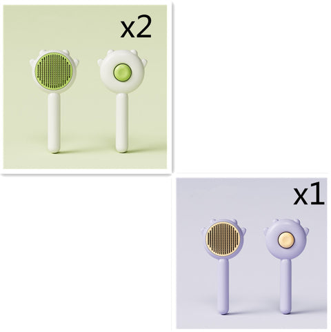 CJ Pet's Collection pet hair removal brush set with green and purple brushes for effective grooming