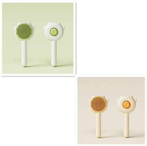 CJ pet hair removal brush in green and orange with ergonomic handle for easy grooming