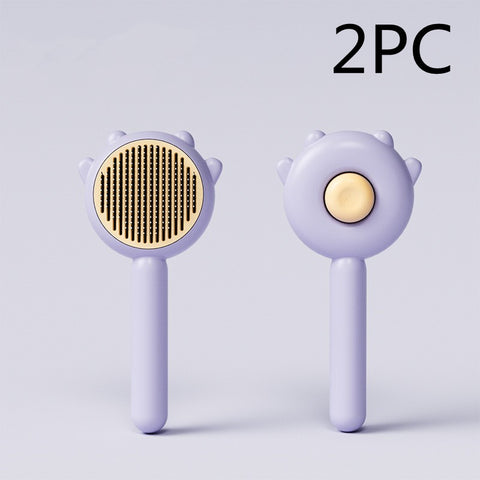 CJ Pet's Collection lavender pet hair removal brush set with ergonomic handle and self-cleaning button