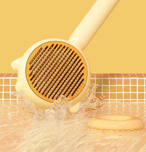 CJ pet hair removal brush with water-resistant design for easy cleaning of pet hair