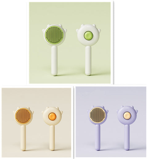 CJ Pet's Collection pet hair removal brush in green orange and purple with ergonomic handles