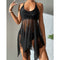 Ladies Yarn Swing Split Swimsuit High Waist Mesh Swimsuit Crossover Tops Double Shoulder Strap