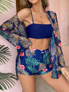 Swimsuit Printed Split Three Piece Long Sleeve Bikini Swimsuit