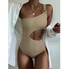 Solid Color One-piece Swimsuit Women Sexy Waist Hollow-out Swimsuit One-shoulder Two-color Swimsuit