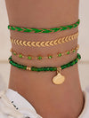 Rice beads beaded rope shell four-layer anklet Geometric aircraft chain multi-layer foot decoration